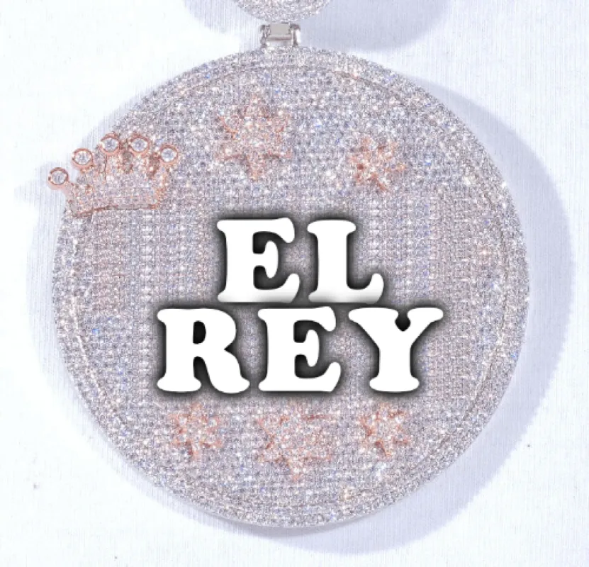 CUSTOM LETTER NECKLACE 3D BIG CROWN DISC sold by The GUU Shop