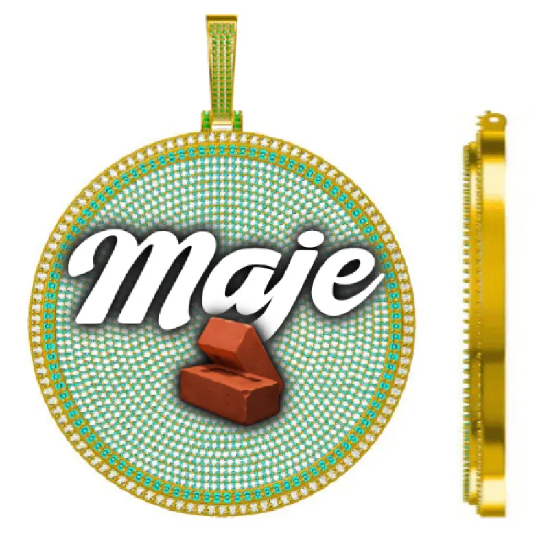 CUSTOM LETTER NECKLACE 3D BIG DISC sold by The GUU Shop