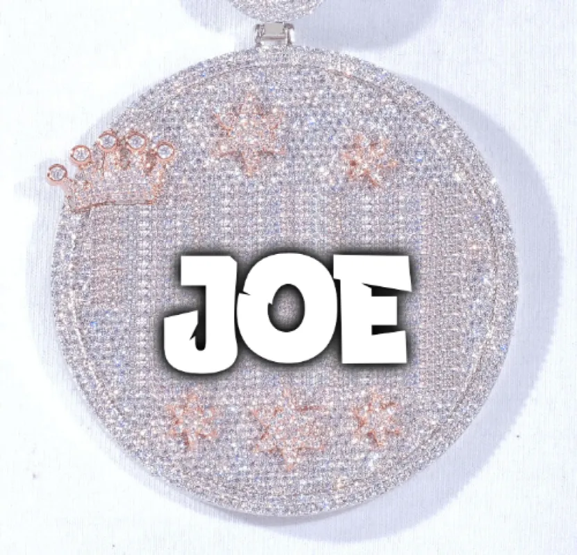 CUSTOM LETTER NECKLACE 3D BIG CROWN DISC sold by The GUU Shop