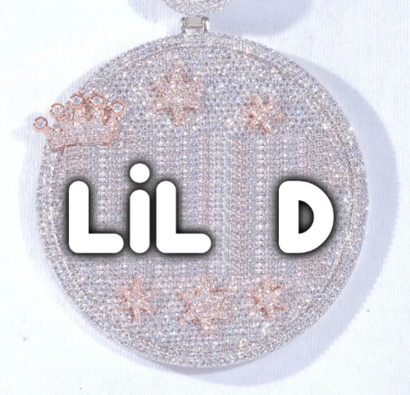 CUSTOM LETTER NECKLACE 3D BIG CROWN DISC sold by The GUU Shop