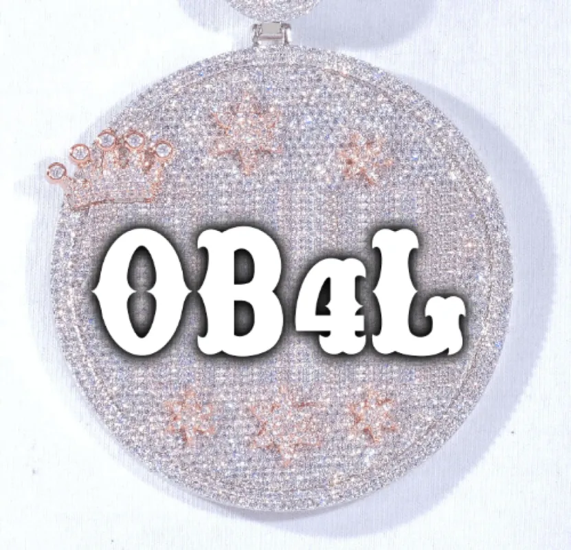 CUSTOM LETTER NECKLACE 3D BIG CROWN DISC sold by The GUU Shop