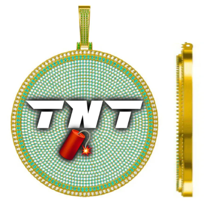 CUSTOM LETTER NECKLACE 3D BIG DISC sold by The GUU Shop