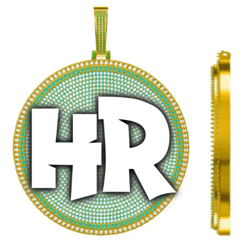 CUSTOM LETTER NECKLACE 3D BIG DISC sold by The GUU Shop