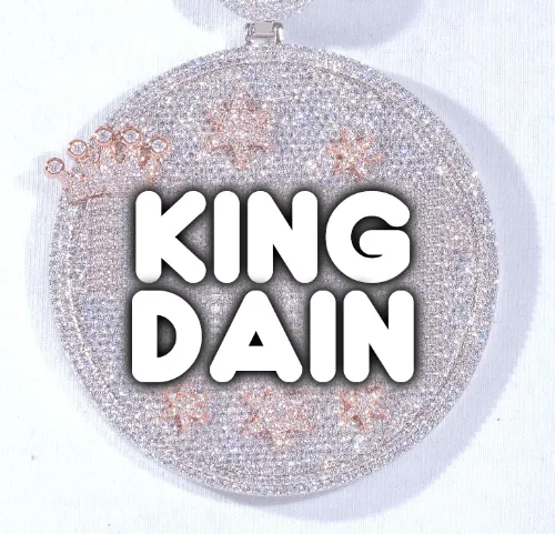 CUSTOM LETTER NECKLACE 3D BIG CROWN DISC sold by The GUU Shop