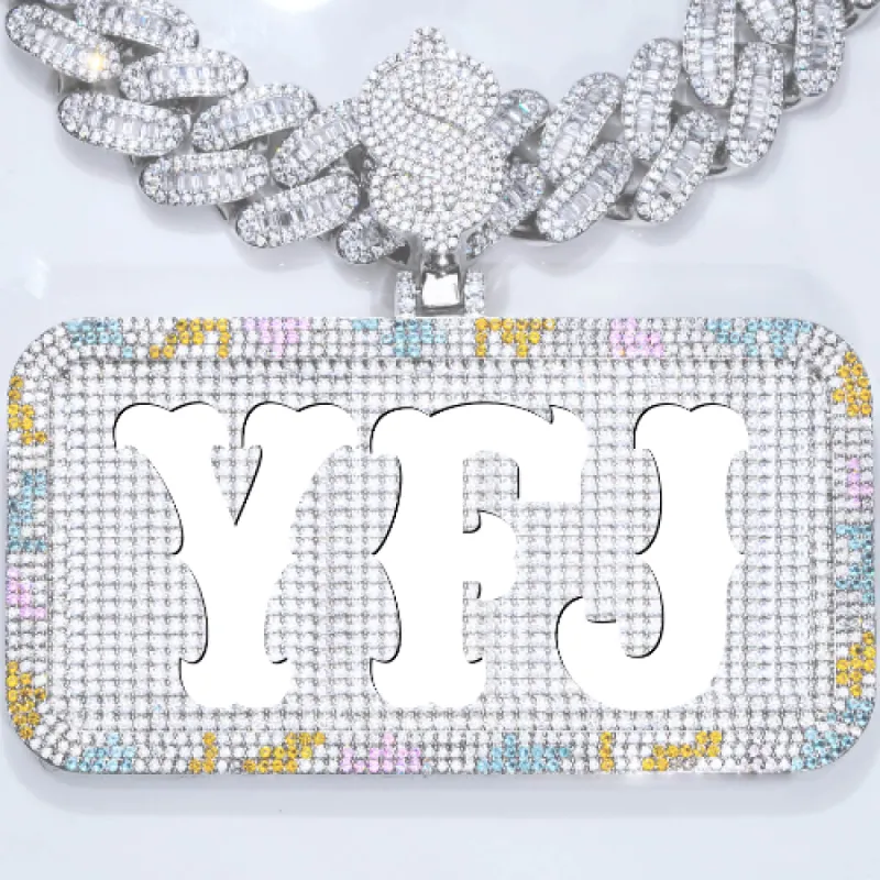 CUSTOM LETTER NECKLACE 3D COLORFUL SQUARE sold by The GUU Shop