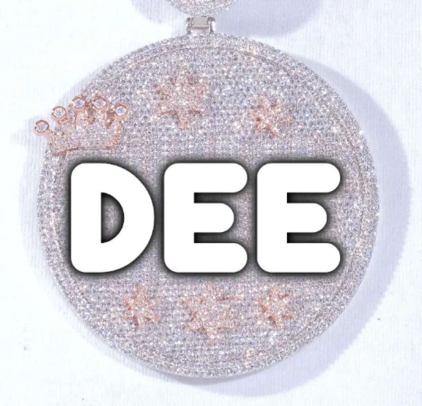 CUSTOM LETTER NECKLACE 3D BIG CROWN DISC sold by The GUU Shop