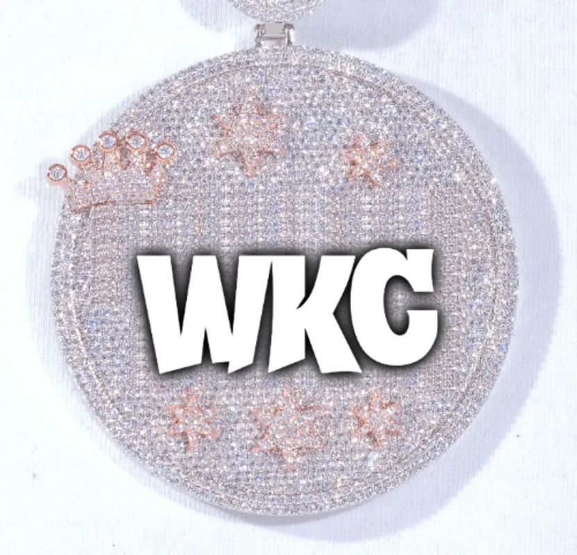 CUSTOM LETTER NECKLACE 3D BIG CROWN DISC sold by The GUU Shop