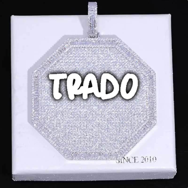 CUSTOM LETTER NECKLACE 3D BIG OCTAGON sold by The GUU Shop