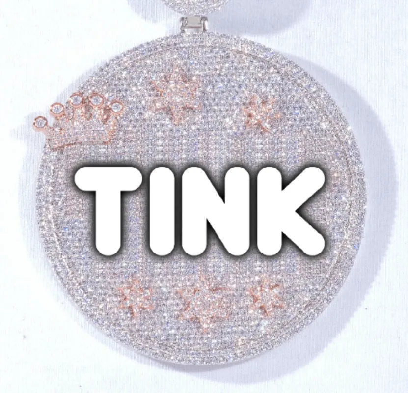 CUSTOM LETTER NECKLACE 3D BIG CROWN DISC sold by The GUU Shop