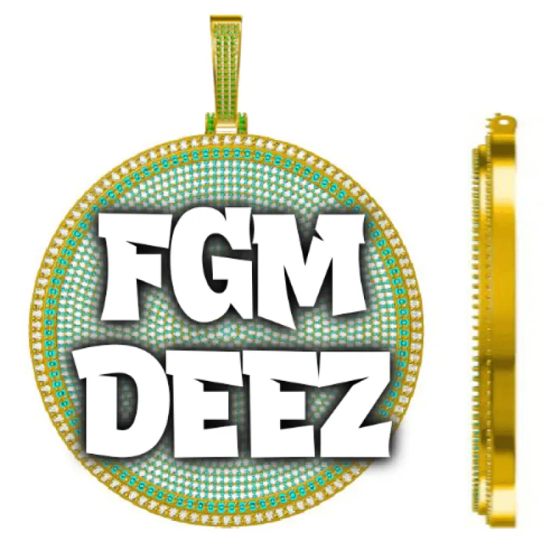 CUSTOM LETTER NECKLACE 3D BIG DISC sold by The GUU Shop