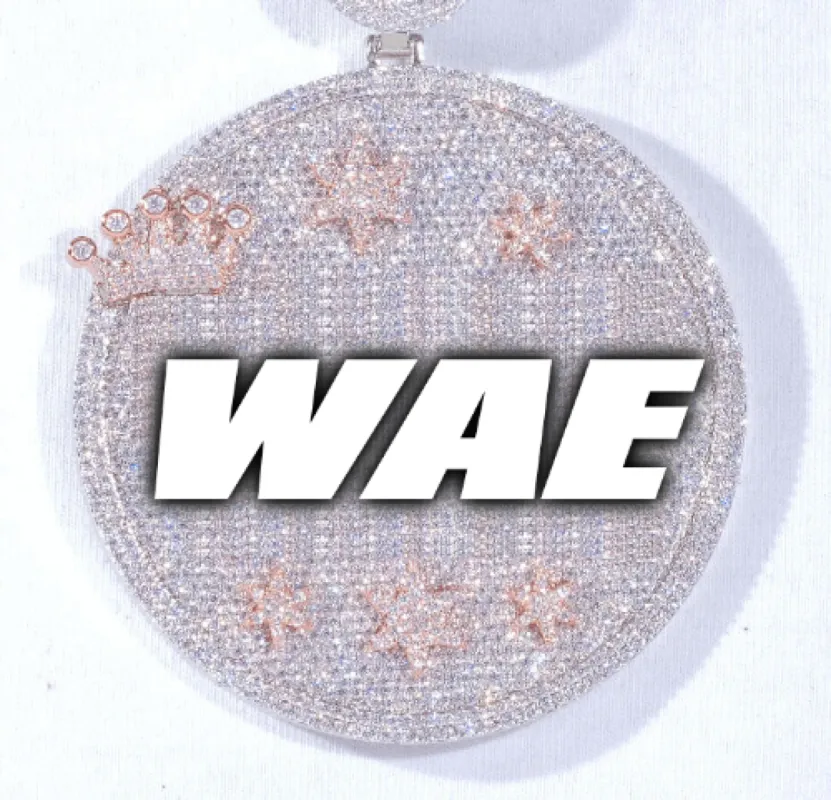 CUSTOM LETTER NECKLACE 3D BIG CROWN DISC sold by The GUU Shop