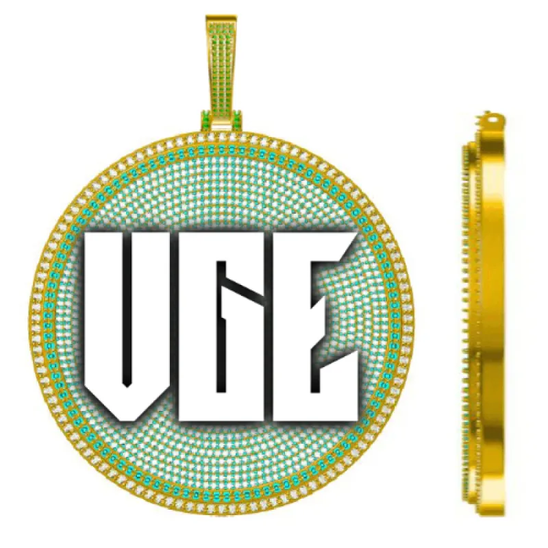 CUSTOM LETTER NECKLACE 3D BIG DISC sold by The GUU Shop