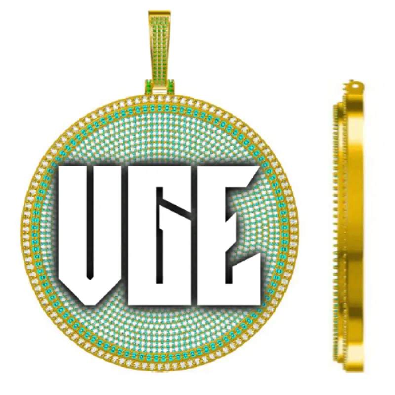 CUSTOM LETTER NECKLACE 3D BIG DISC sold by The GUU Shop