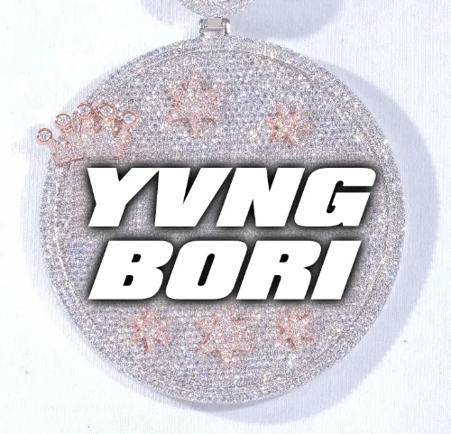 CUSTOM LETTER NECKLACE 3D BIG CROWN DISC sold by The GUU Shop