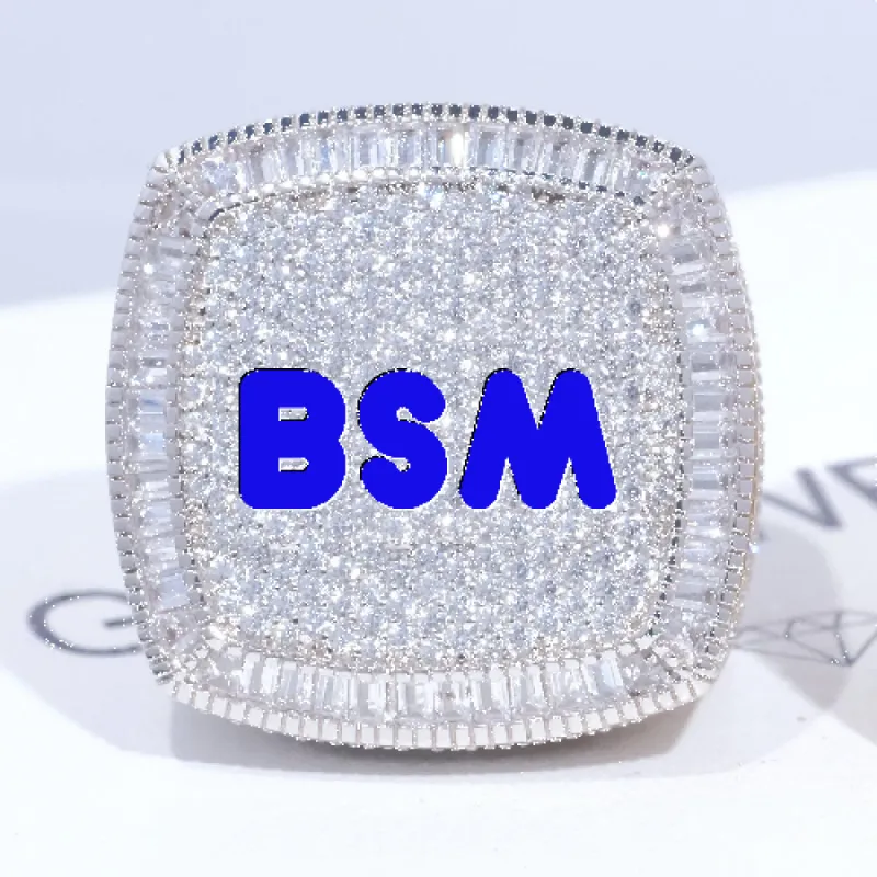 CUSTOM LETTER 3D ICED RING sold by The GUU Shop