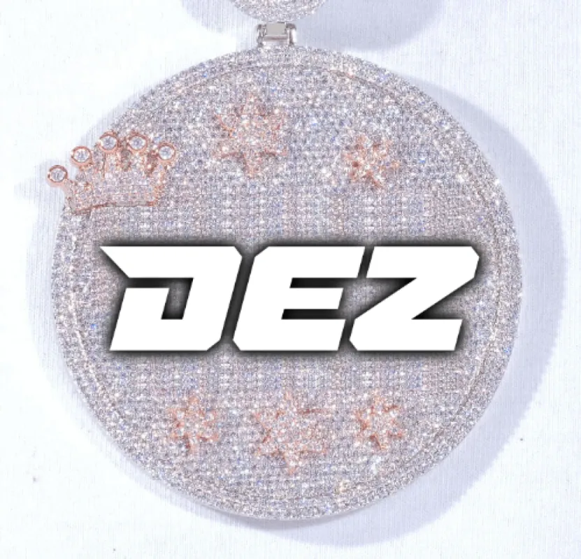 CUSTOM LETTER NECKLACE 3D BIG CROWN DISC sold by The GUU Shop