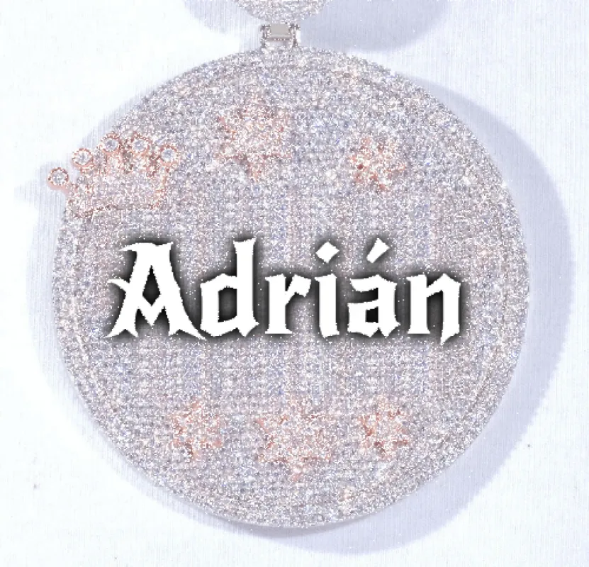 CUSTOM LETTER NECKLACE 3D BIG CROWN DISC sold by The GUU Shop