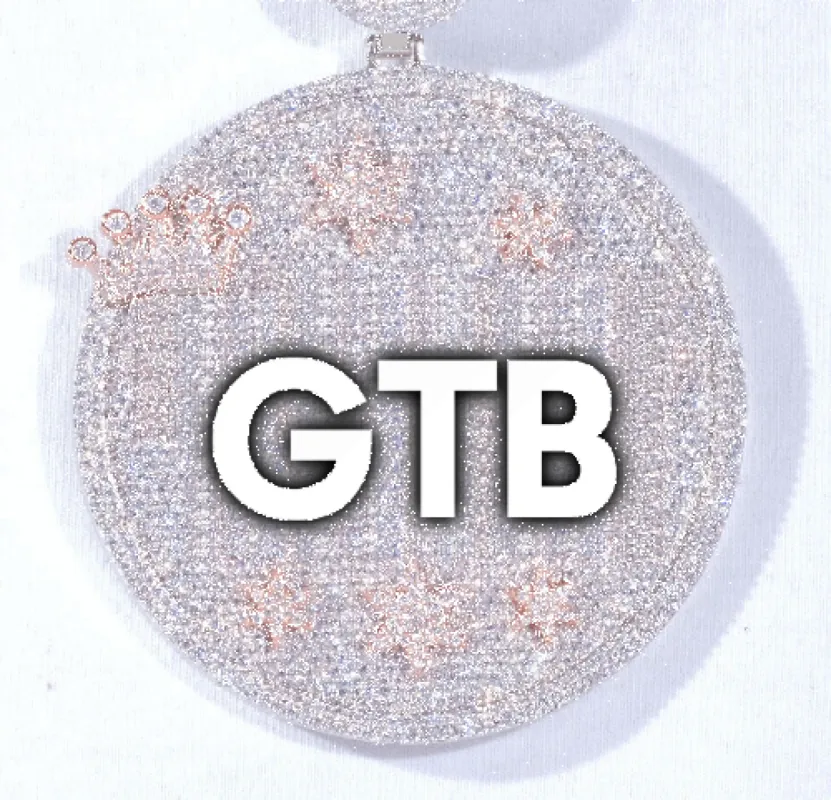 CUSTOM LETTER NECKLACE 3D BIG CROWN DISC sold by The GUU Shop