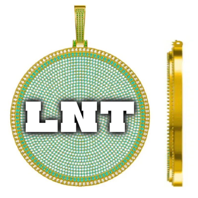 CUSTOM LETTER NECKLACE 3D BIG DISC sold by The GUU Shop