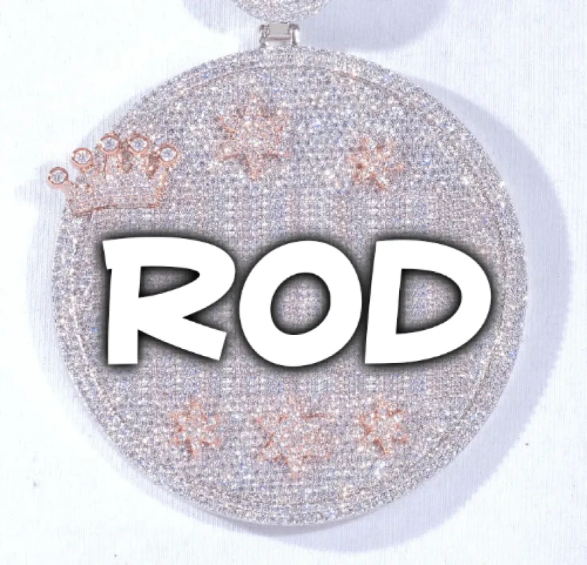 CUSTOM LETTER NECKLACE 3D BIG CROWN DISC sold by The GUU Shop