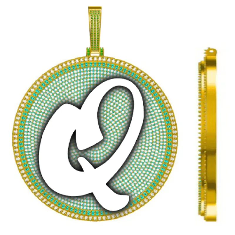 CUSTOM LETTER NECKLACE 3D BIG DISC sold by The GUU Shop