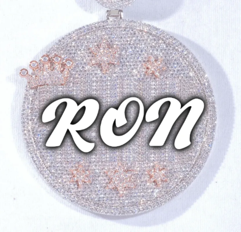 CUSTOM LETTER NECKLACE 3D BIG CROWN DISC sold by The GUU Shop