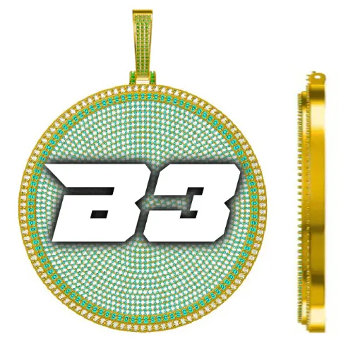 CUSTOM LETTER NECKLACE 3D BIG DISC sold by The GUU Shop