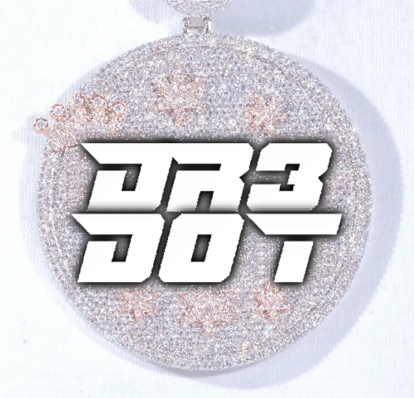 CUSTOM LETTER NECKLACE 3D BIG CROWN DISC sold by The GUU Shop