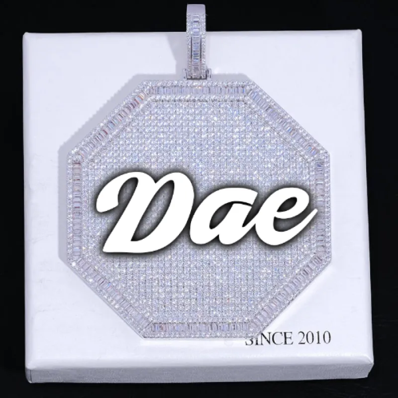 CUSTOM LETTER NECKLACE 3D BIG OCTAGON sold by The GUU Shop