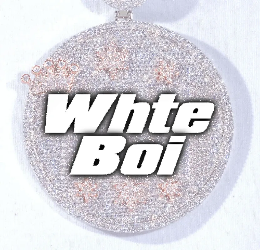 CUSTOM LETTER NECKLACE 3D BIG CROWN DISC sold by The GUU Shop