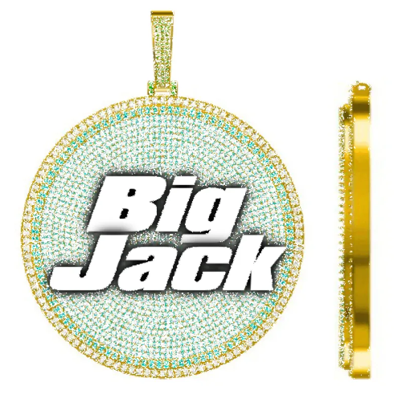 CUSTOM LETTER NECKLACE 3D BIG DISC sold by The GUU Shop