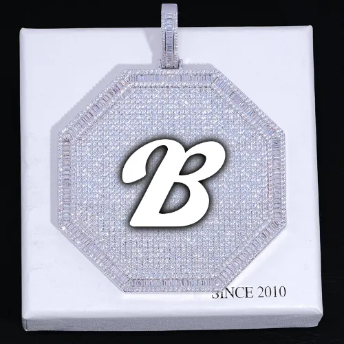 CUSTOM LETTER NECKLACE 3D BIG OCTAGON sold by The GUU Shop