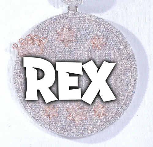 CUSTOM LETTER NECKLACE 3D BIG CROWN DISC sold by The GUU Shop