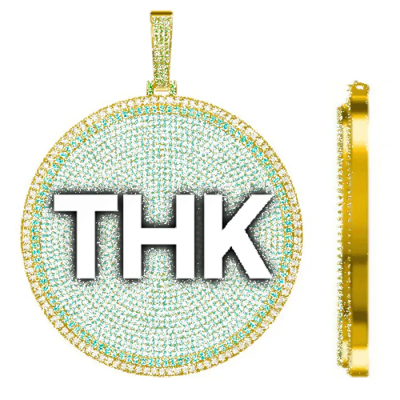 CUSTOM LETTER NECKLACE 3D BIG DISC sold by The GUU Shop