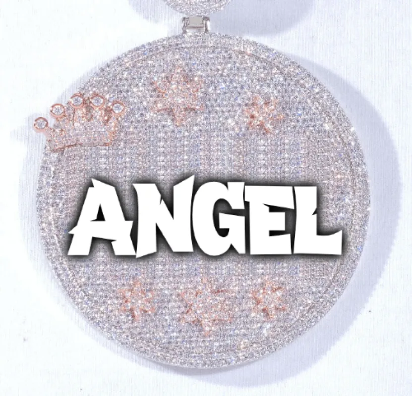 CUSTOM LETTER NECKLACE 3D BIG CROWN DISC sold by The GUU Shop