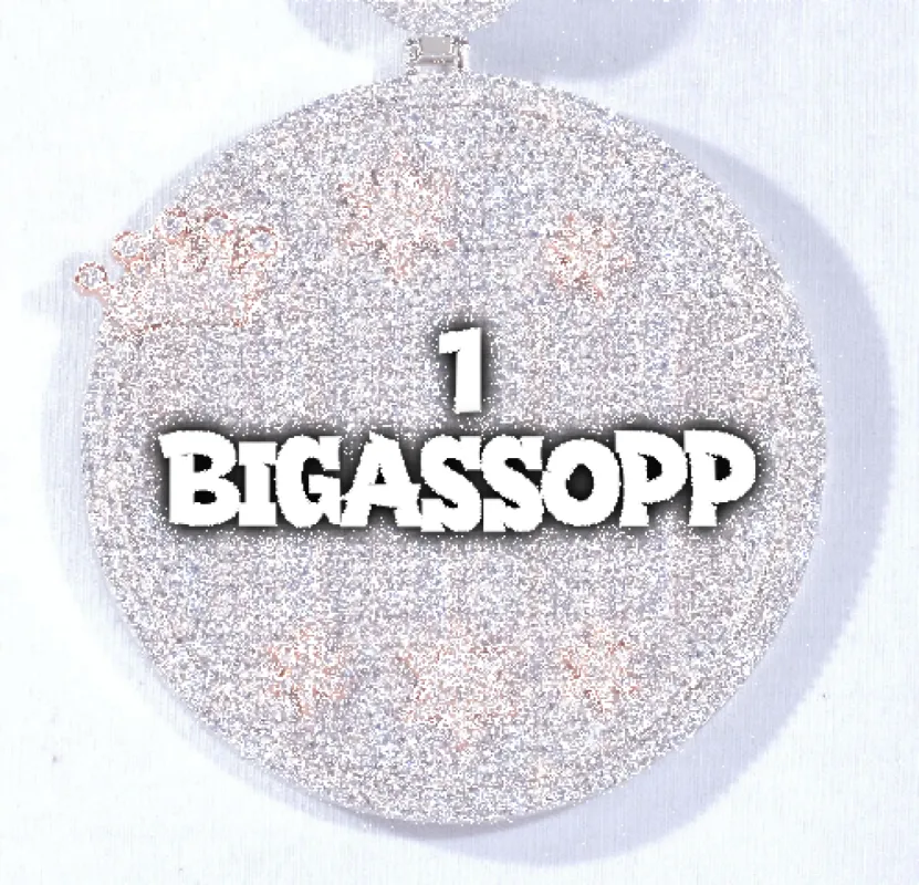 CUSTOM LETTER NECKLACE 3D BIG CROWN DISC sold by The GUU Shop