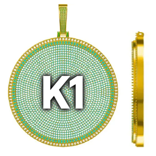 CUSTOM LETTER NECKLACE 3D BIG DISC sold by The GUU Shop