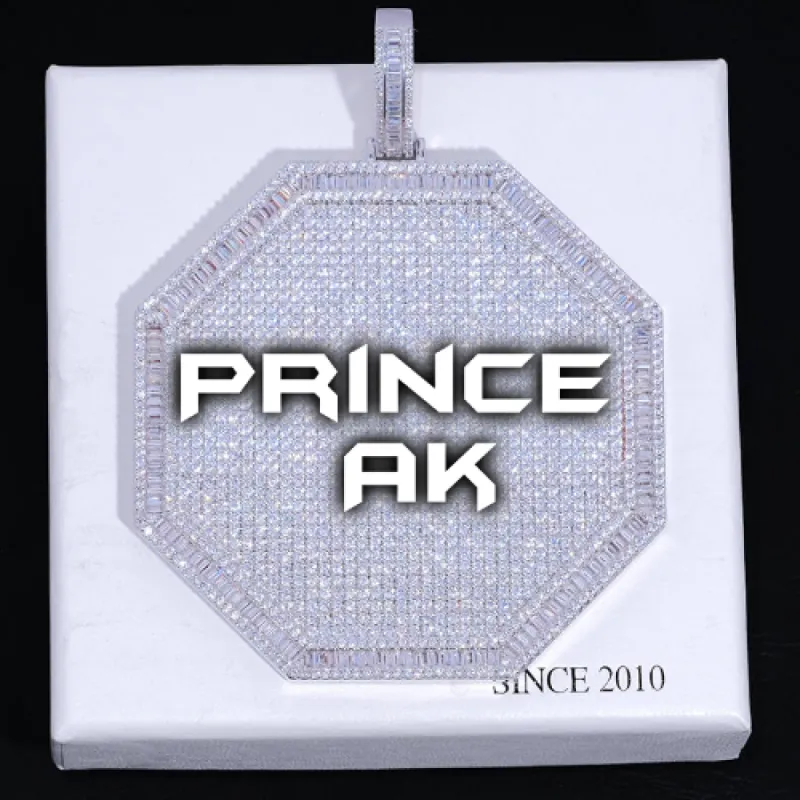 CUSTOM LETTER NECKLACE 3D BIG OCTAGON sold by The GUU Shop