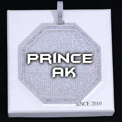 CUSTOM LETTER NECKLACE 3D BIG OCTAGON sold by The GUU Shop