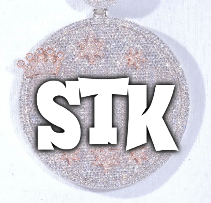 CUSTOM LETTER NECKLACE 3D BIG CROWN DISC sold by The GUU Shop