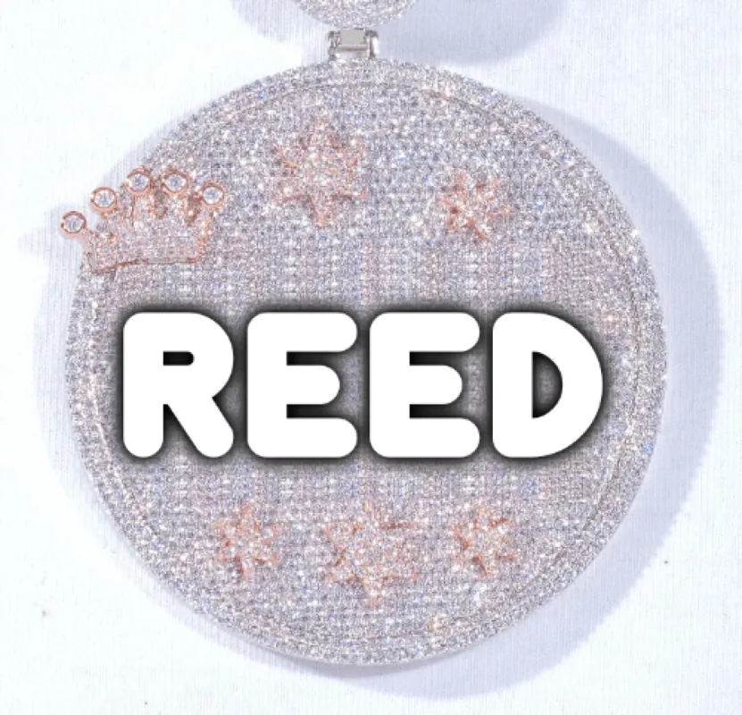 CUSTOM LETTER NECKLACE 3D BIG CROWN DISC sold by The GUU Shop