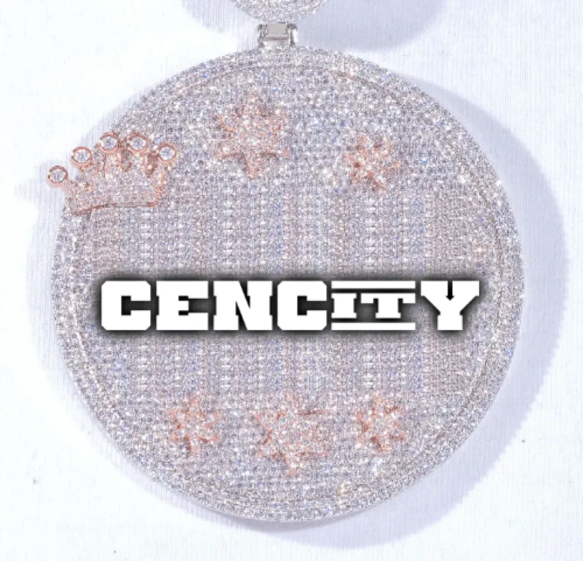 CUSTOM LETTER NECKLACE 3D BIG CROWN DISC sold by The GUU Shop