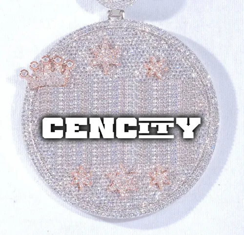 CUSTOM LETTER NECKLACE 3D BIG CROWN DISC sold by The GUU Shop