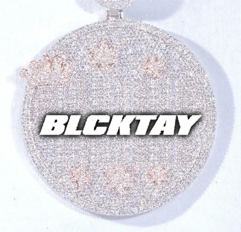 CUSTOM LETTER NECKLACE 3D BIG CROWN DISC sold by The GUU Shop