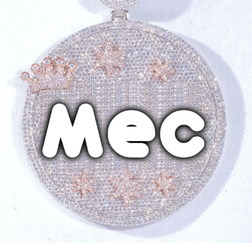 CUSTOM LETTER NECKLACE 3D BIG CROWN DISC sold by The GUU Shop