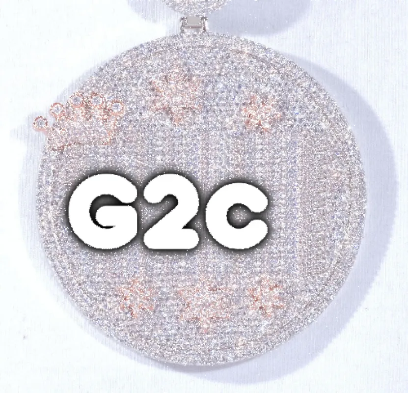 CUSTOM LETTER NECKLACE 3D BIG CROWN DISC sold by The GUU Shop