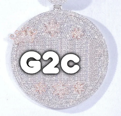 CUSTOM LETTER NECKLACE 3D BIG CROWN DISC sold by The GUU Shop