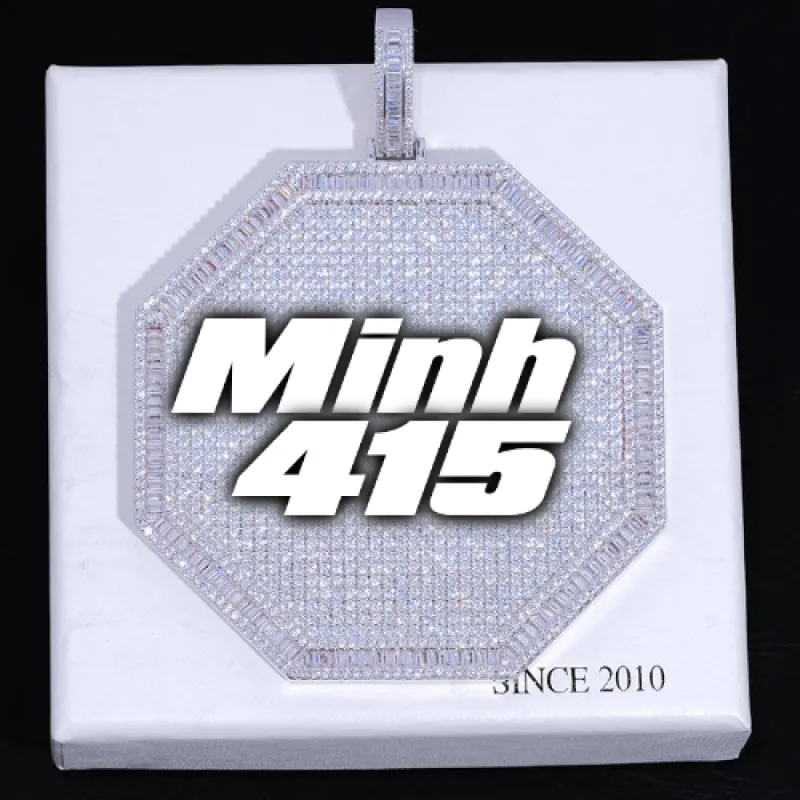 CUSTOM LETTER NECKLACE 3D BIG OCTAGON sold by The GUU Shop