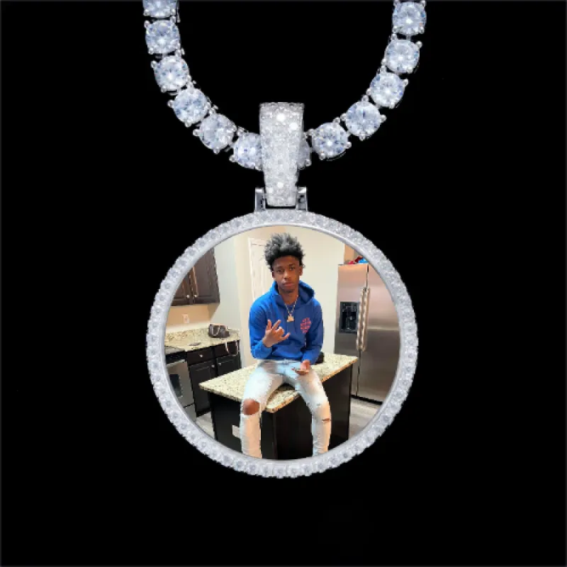 925S & VVS Moissanite 3D Circle Custom Picture Pendant sold by The GUU Shop