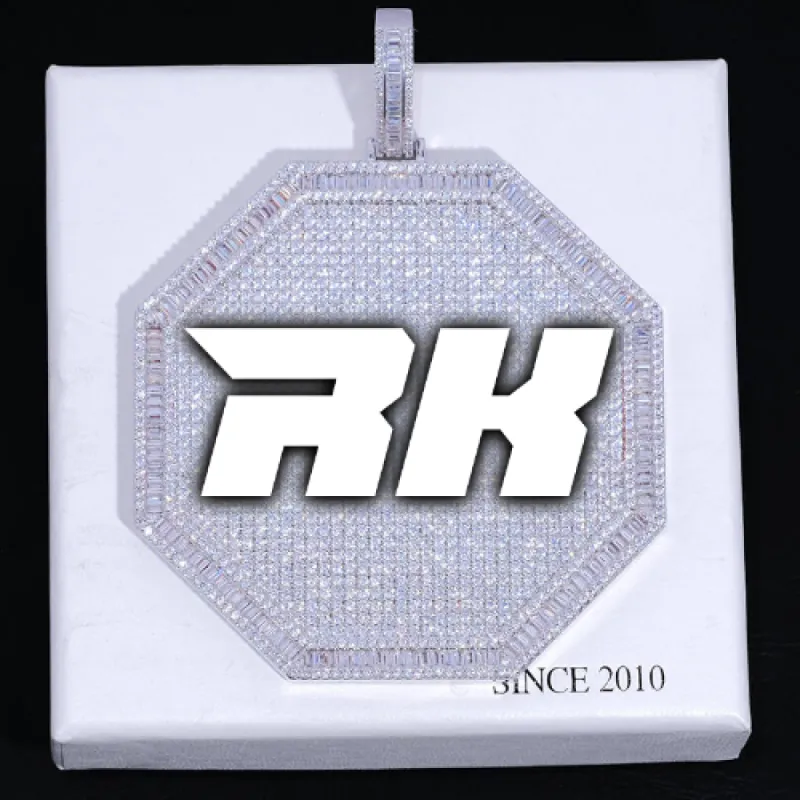 CUSTOM LETTER NECKLACE 3D BIG OCTAGON sold by The GUU Shop